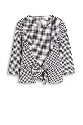 Esprit - Gingham blouse in a cotton-linen blend at our Online Shop